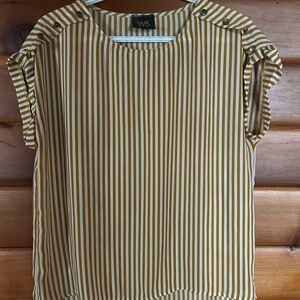 W5 Women's Striped Cream and Mustard Yellow Top
